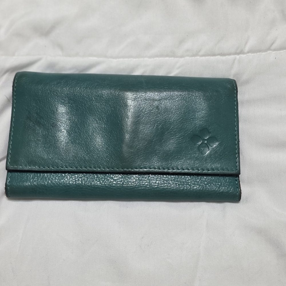 Patricia Nash Teal Leather Trifold Wallet